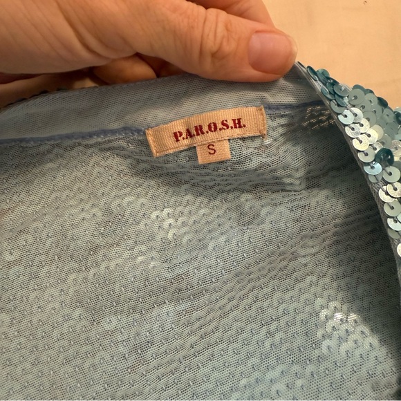 Turquoise P.A.R.O.S.H. Sequin cardigan in size small - Picture 2 of 5